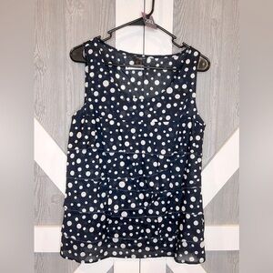 B4.42 Ann Taylor Factory Ruffle Polka Dot 100% Cotton Blouse 10/M